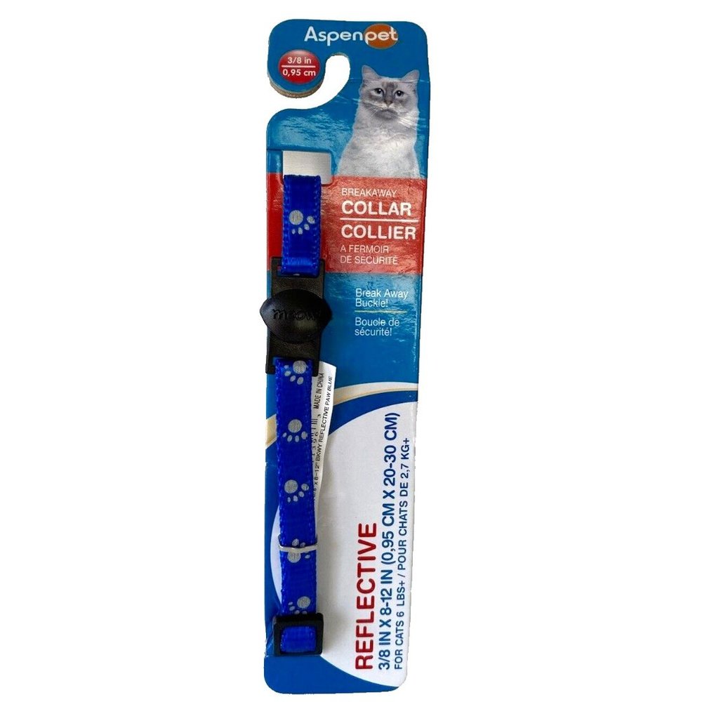 Reflective Blue Cat Collar New Paw Print Cute Design 8-12 IN
